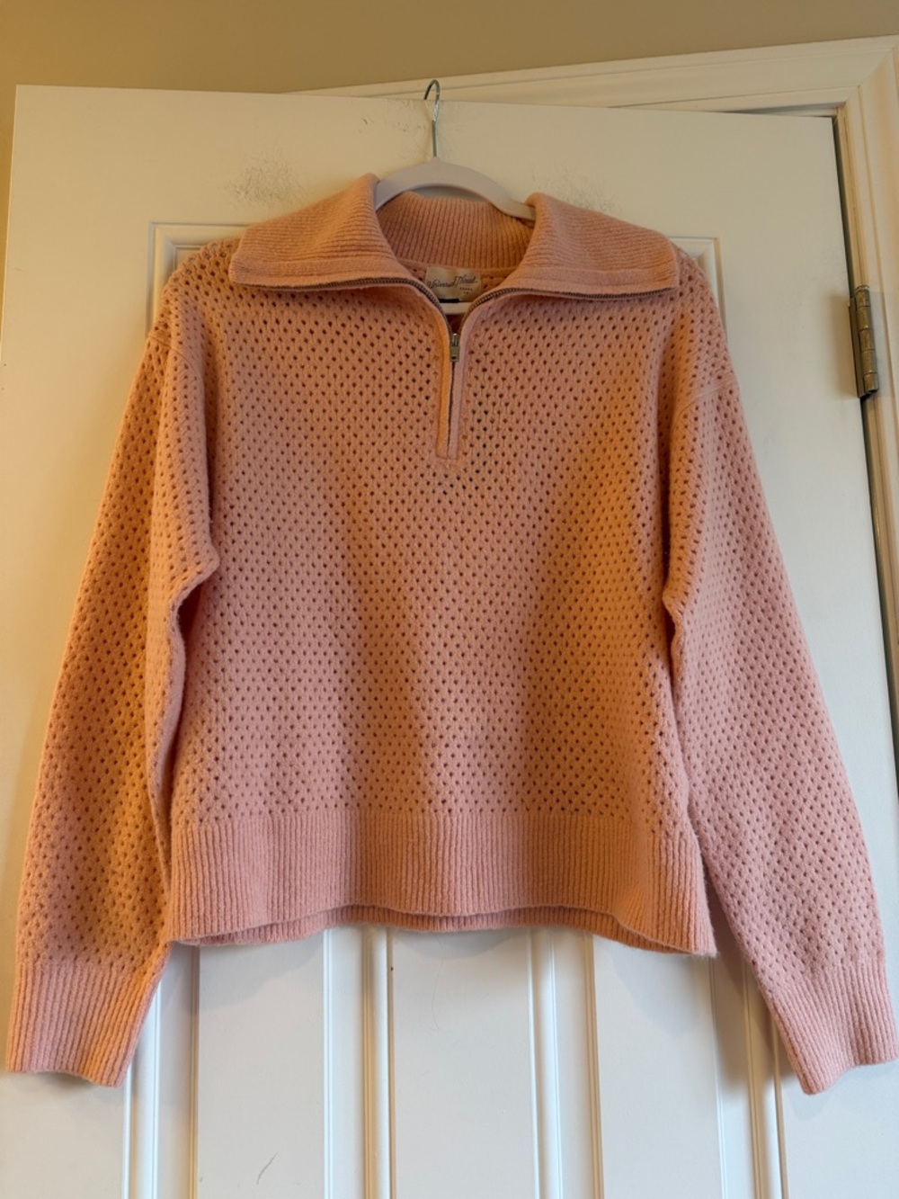 NWT Universal Thread Peach Quarter Zip Open Knit Sweater XS
